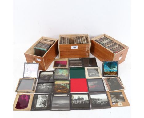 A quantity of Vintage magic lantern slides, scenes including Norway and Southborough (3 boxes) 