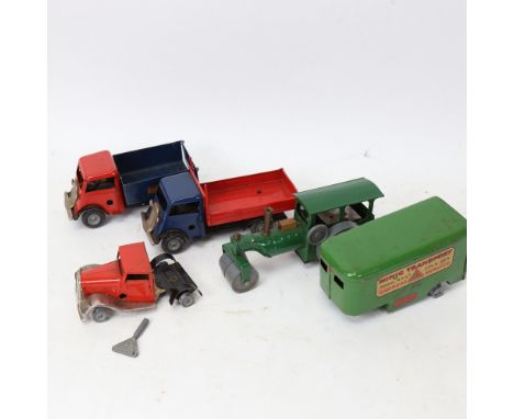 A group of Vintage Triang Minic toy vehicles, including steamroller (5) 