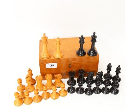 A Staunton pattern weighted chess set, in travelling box 