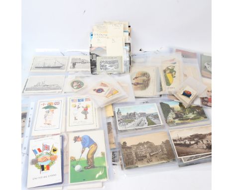 Various Vintage topographical postcards, cigarette silks etc (boxful) 