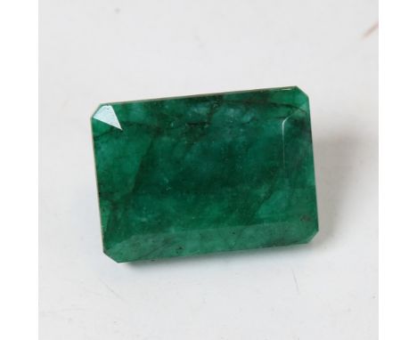 A 205ct unmounted rectangular emerald step-cut emerald, dimensions: 38.00mm x 28.00mm x 23.00mm, with GLI Report card 