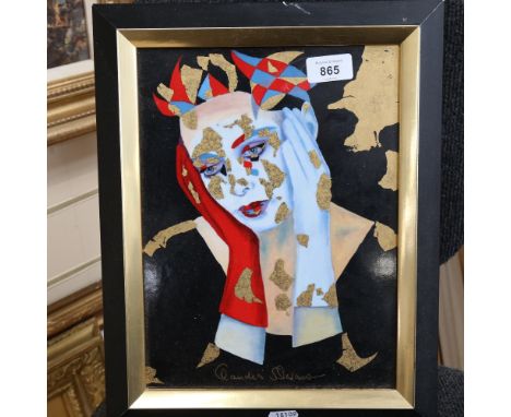 Goebel, Claudia Straus, hand painted ceramic picture "Memory", height 37cm overall 