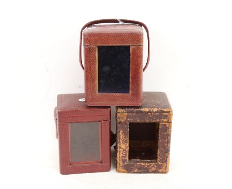 3 leather carriage clock travelling cases 