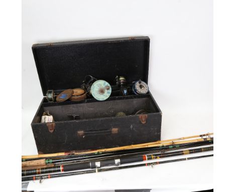 Various Vintage fishing reels and rods 