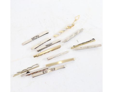 13 Danish silver and silver-gilt tie clips, maker's include Hermann Siersbol, Makon etc 