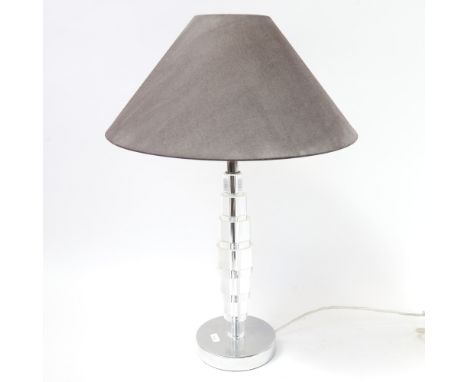 A modern table lamp, with acrylic column and polished steel plinth, 55cm 