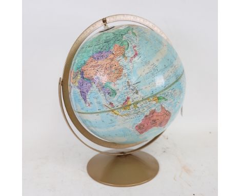 A Replogle 12" globe on stand, with embossed decoration 