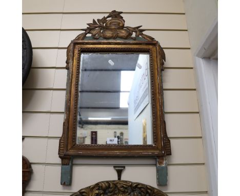 A Vintage gilt framed rectangular wall mirror, overall height 63cm 