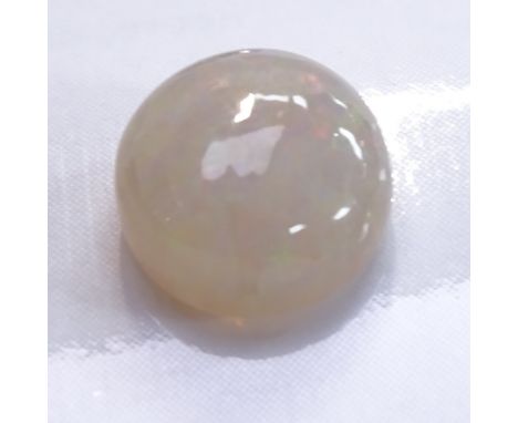 A 9.83ct unmounted round cabochon fire opal, dimensions: 15.06mm x 15.00mm x 8.85mm, with IGITL Gemstone Report 