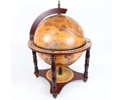 A reproduction table-top globe drinks cabinet, height 55cm, diameter 41cm 