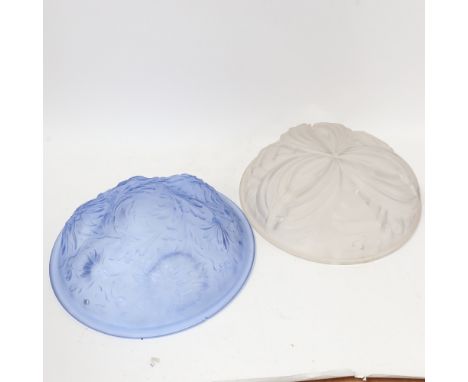 2 French Art Deco moulded glass ceiling light shades, diameter 35cm (2) 