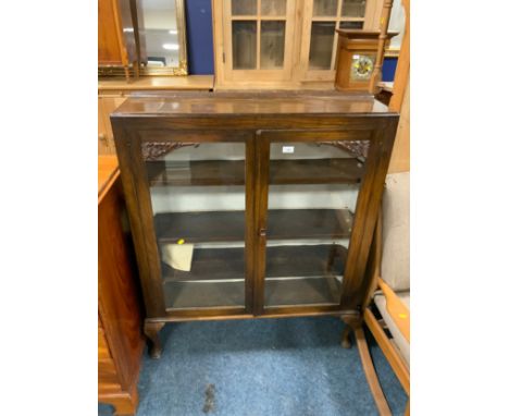 A vintage oak glazed bookcase W 98 cm 