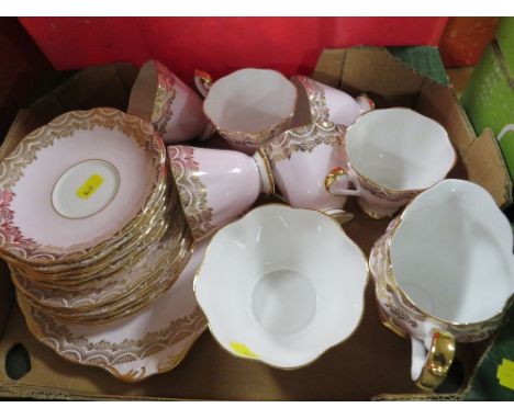 A vintage gilded part tea set 