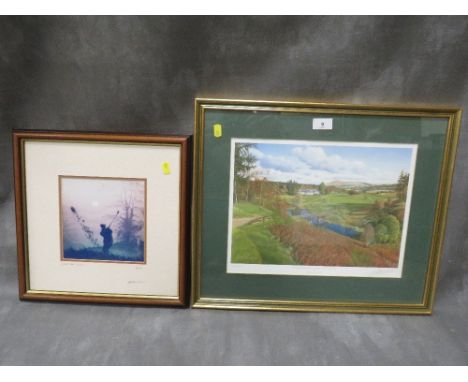 A framed and glazed print 'The Gleneagles Hotel, Queens Course, 18th Hole', by Graham Baxter, signed in pencil lower right, t