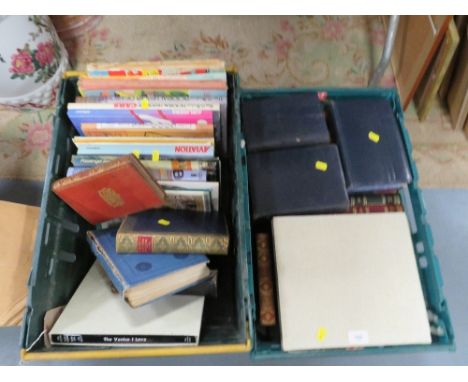 Two trays of assorted antique and vintage books
