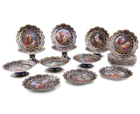 A VIENNA PORCELAIN 18 PIECE DESSERT SERVICE, signed R. Schmeider, each dish 23cm(d) Condition Report:  - Condition is good-Ha