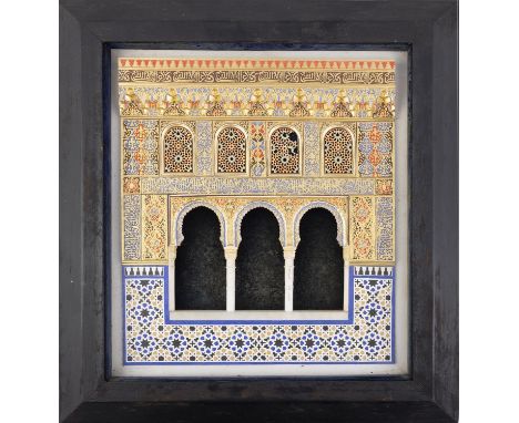 RAFAEL CONTRERAS (SPANISH 19TH CENTURY)A polychrome and gilt decorated architectural panel (based on the Alhambra, Granada), 