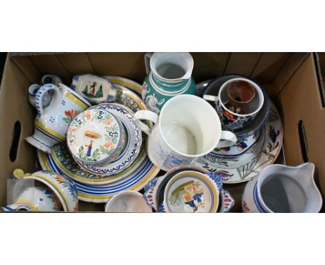 A quantity of Quimper (Britanny) faience pottery to/w a Coalport 1892 Election commemorative loving cup, an Iznik-style bowl 