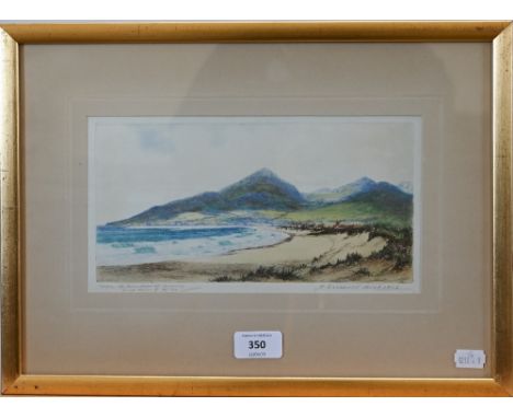 Robert Cresswell Boak - 'Where the mountains of Mourne sweep down to the sea', etching, pencil signed, 12.5 x 25 cm
