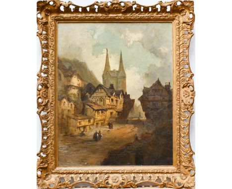 Henry Foley (1848-74) - 'Boppard on the Rhine', oil on canvas, signed lower right, 50 x 39 cm