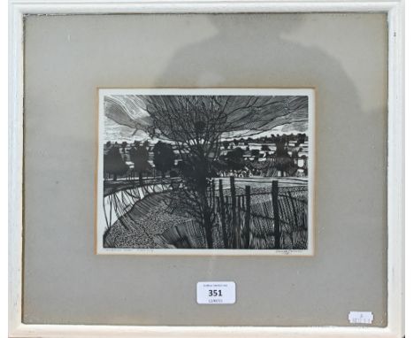 Garrick Palmer - 'Hampshire field', artist proof woodblock print, signed, 16 x 21 cm