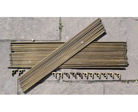 A set of 18 brass acorn finial stair rods(one missing finial) 80 cm to/ another set of thirteen 70 cm bras stair rods and thi