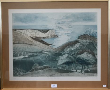 Michael Chaplin - St Albans Head, Dorset, colour etching ltd ed 28/150 pencil signed, 42 x 56 cm
