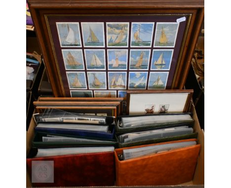 A quantity of reproduction and some vintage cigarette cards - framed and in albums (box) 