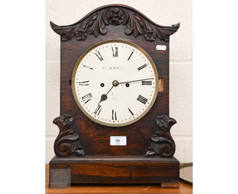 A 19th century rosewood bracket clock, the dial signed 'Bennett' with twin train movement striking on a coiled gong, 30 x 42 