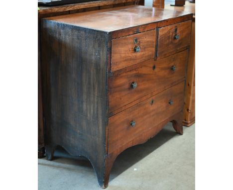 A small 19th century mahogany chest of two short over two long drawers on splayed bracket feet, 84 x 44 x 82 cm high