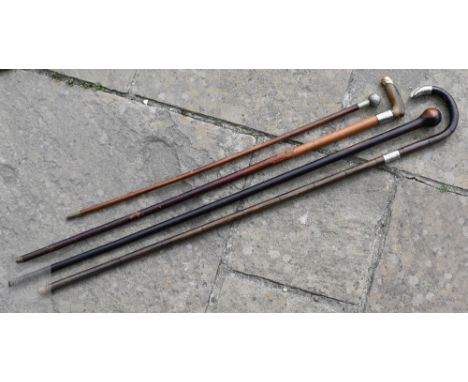 A Victorian military swagger stick, the nickel pommel embossed for the VIII King's Liverpool Regiment, to/w two silver-mounte