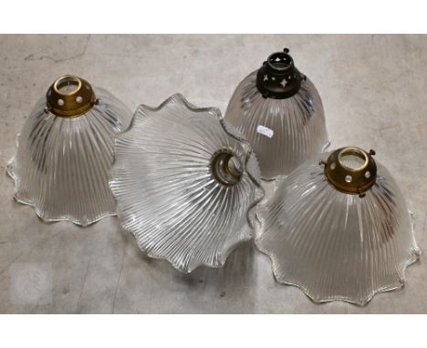 Three vintage glass ceiling lightshades (3) 