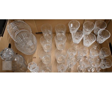 A set of six Waterford 'Lismore' white wine glasses, to/w seven Webb tumblers and nine matching sherry, a Victorian cut glass
