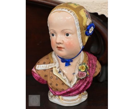 A 19th century Meissen porcelain bust of the Infant Prince Charles Louis de Bourbon, 15 cm high Some losses to applied decora