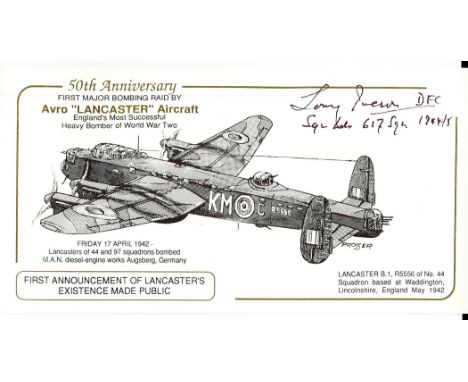 50th Anniv 1st Major Bombing Raid Lancaster Signed T Iveson 617 Sqn's Pilot 50th Anniv First Major Bombing Raid by Avro Lanca