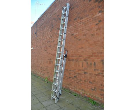 AN ALUMINIUM DOUBLE EXTENSION LADDER, and a young man 3 way combination ladder (2)