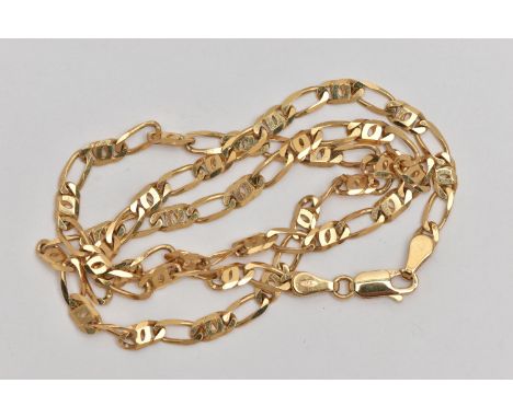A 9CT GOLD FANCY CURB LINK CHAIN, fitted with a lobster clasp, hallmarked 9ct Birmingham import, length 460mm, approximate gr