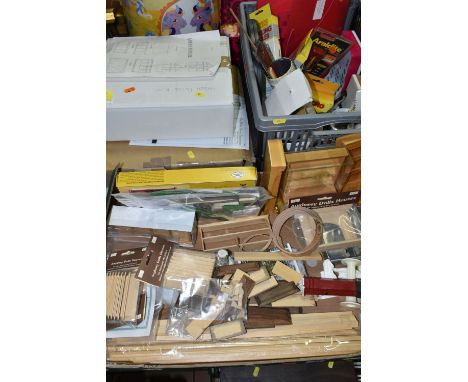 A QUANTITY OF ASSORTED DOLLS HOUSE PARTS AND ACCESSORIES, to include boxed unbuilt Dolls House Emporium wooden Market Cross a