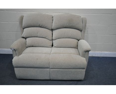 A BEIGE HSL TWO SEATER SOFA, length 136cm (condition:- couple of small marks)