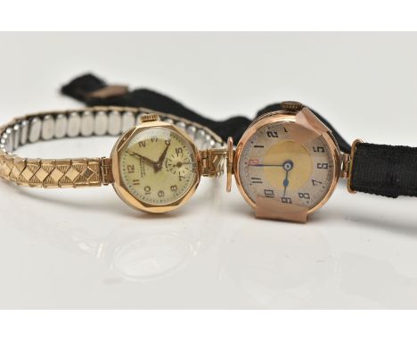 TWO LADYS WRISTWATCHES, the first a mid 20th century watch, round bi-colour dial, Arabic numerals, in a polished case, inside