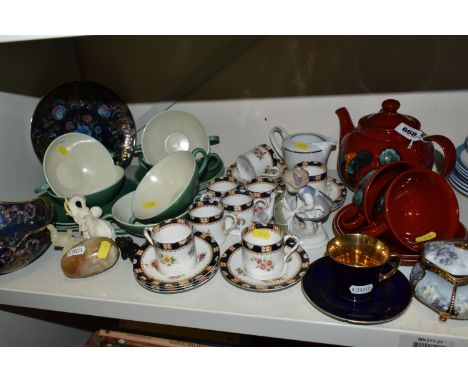 A COLLECTION OF TEAWARE, comprising Poole Pottery Odyssey design teapot, two cups and two saucers, a Crown Devon Fieldings co