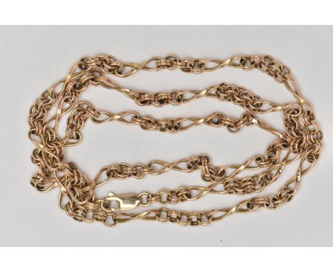 A 9CT GOLD FANCY CHAIN, alternating belcher chain and infinity links, fitted with a lobster clasp, hallmarked 9ct Birmingham 