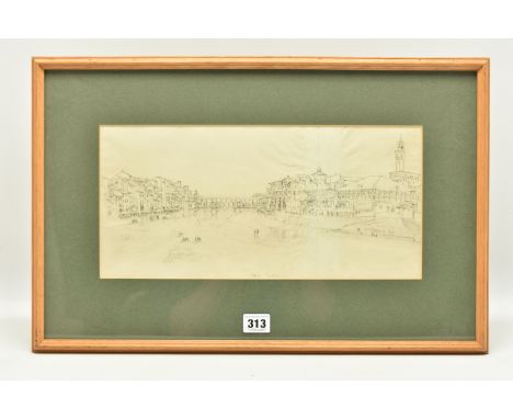 CIRCLE OF WILLIAM JAMES MULLER (1812-1845) 'PONTE VECCHIO, FLORENCE', an unsigned pencil sketch depicting an Italian scene, t