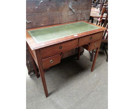 A Leather-Inset Mahogany Writing Table, 91cm by 46cm by 77cm and A Small Tripod Table, 62cm by 48cm (2)