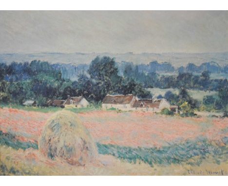 After Claude Monet (1840-1926) French"The Hay Stack"Reproduction oil on canvas; together with a small group of reproduction o