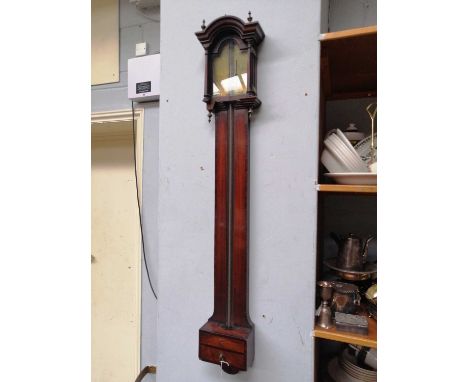 An 18th Century Mahogany Stick Barometer, signed John Risson Fecit, Leeds, 101cm high