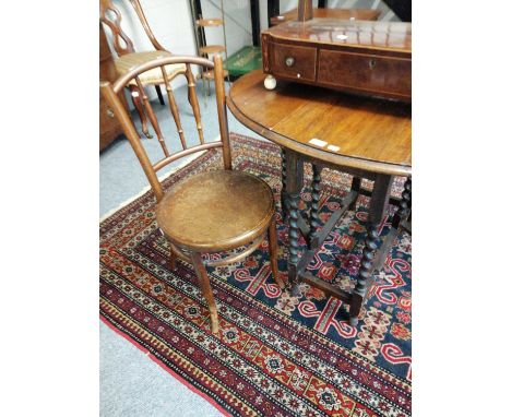 A 1920s Oak Drop Leaf Table, 100cm by 76cm by 72cm; a pair of 19th century chairs; a pair of later penny type chairs and a ca