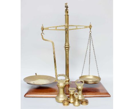 A Set of W&amp;T Avery Brass Beam Scales, with a mixed set of brass weights