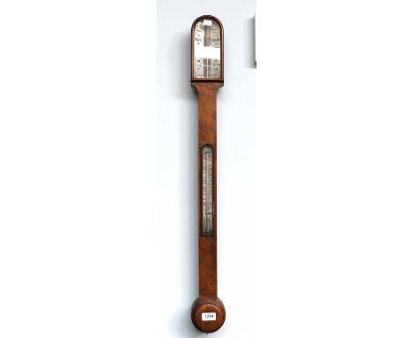 A Walnut Stick Barometer, circa 1870, signed, Wisker, York, 91cm highThe case is faded throughout. The bottom moulding to the