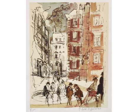 Felix Topolski RA (1907-1989), Polish"Fountains Court"Signed and numbered 8/250, limited edition print, 64cm by 44.5cm